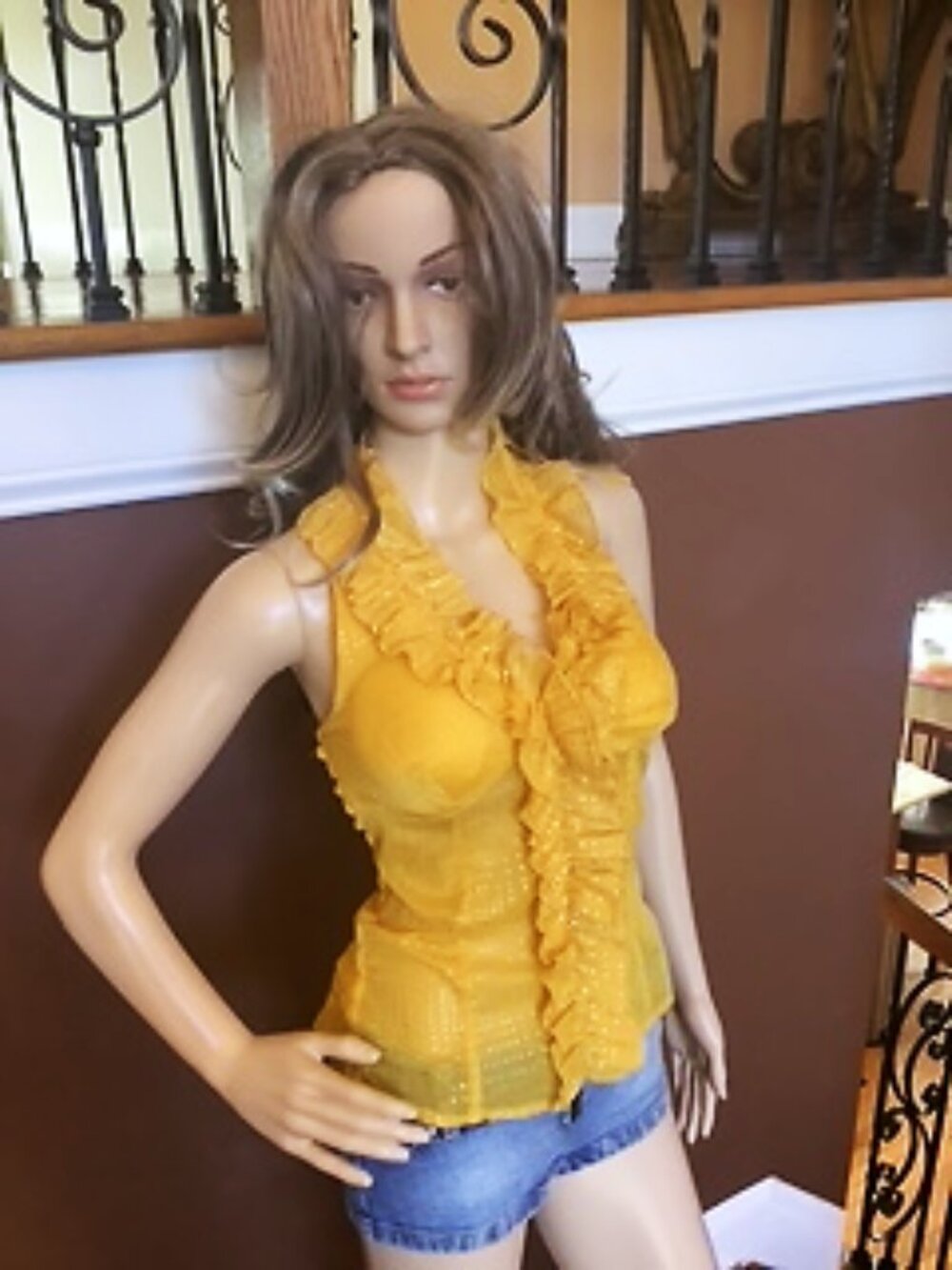 NWOT -Yellow Ruffled Halter Top by Overdrive